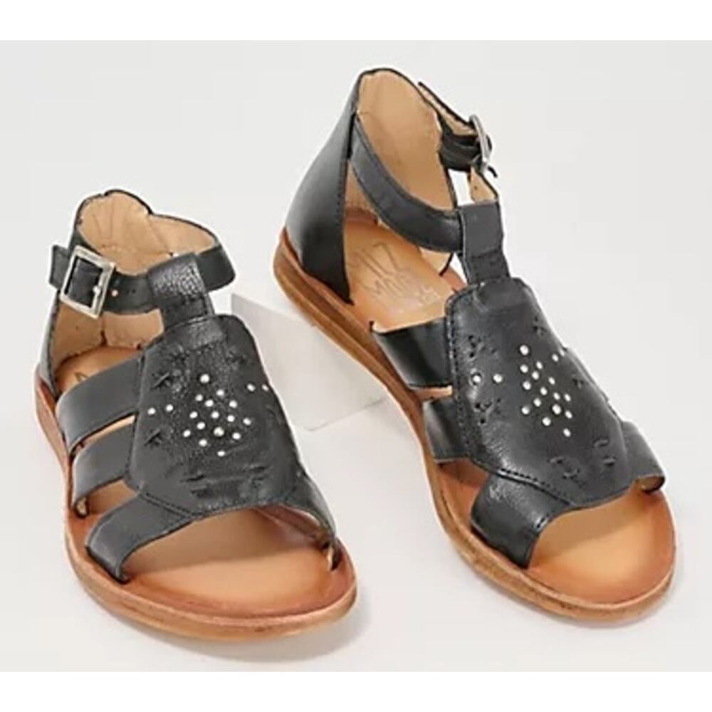 Miz Mooz Women's Fascinate Leather Ankle Strap Sandals Size 38 US 7.5-8